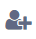 Icon of person and plus sign overlaid